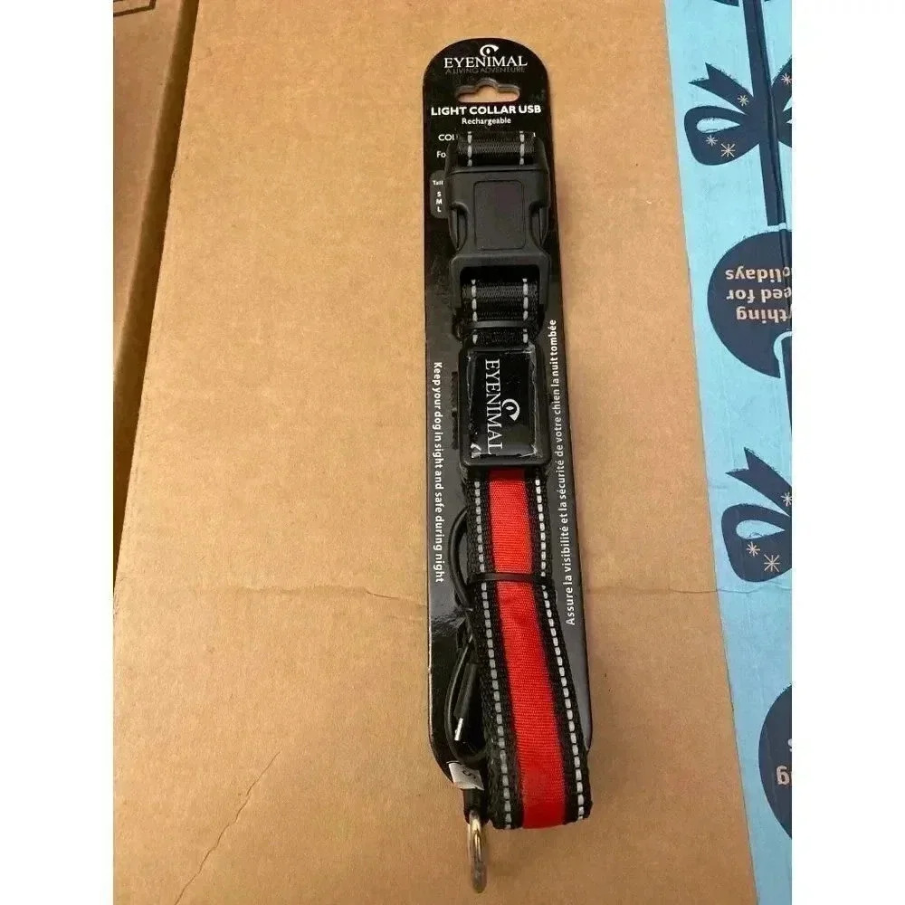 Eyenimal NGCOLLUM016 USB Light Pet Collar, Small, Red